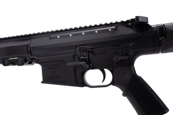 This AR-10 rifle features premium controls.